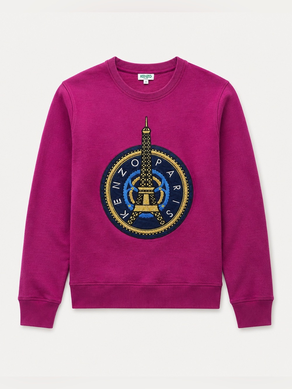 Kenzo Paris Eiffel Tower Logo Sweatshirt Pink Embroidered Graphic Size M